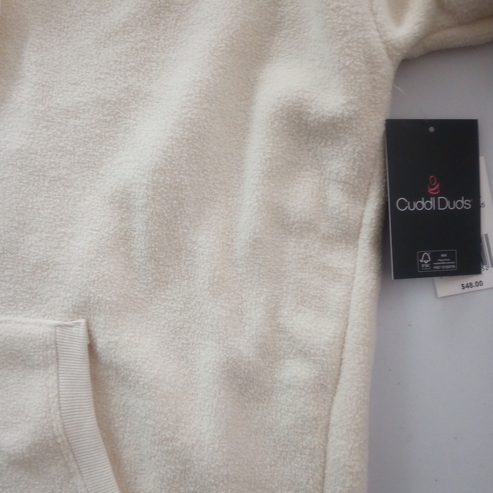 Cuddl Duds Cream Hoodie Sweatshirt Dress - Picture 3 of 8